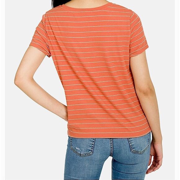 🌴 Hippie Rose Twist Front Striped Rib Knit T-shirt Juniors Small - Picture 5 of 12